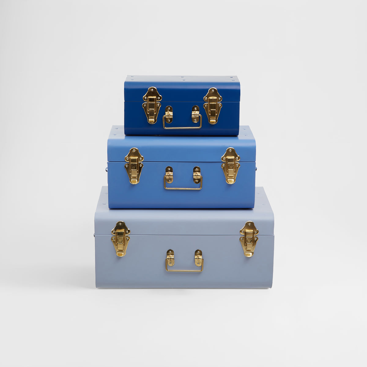 Parley Set Of Three Assorted Blue Storage Trunks