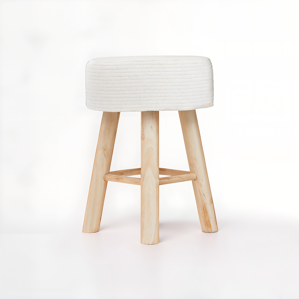 Lentigo White Cotton Rope Stool