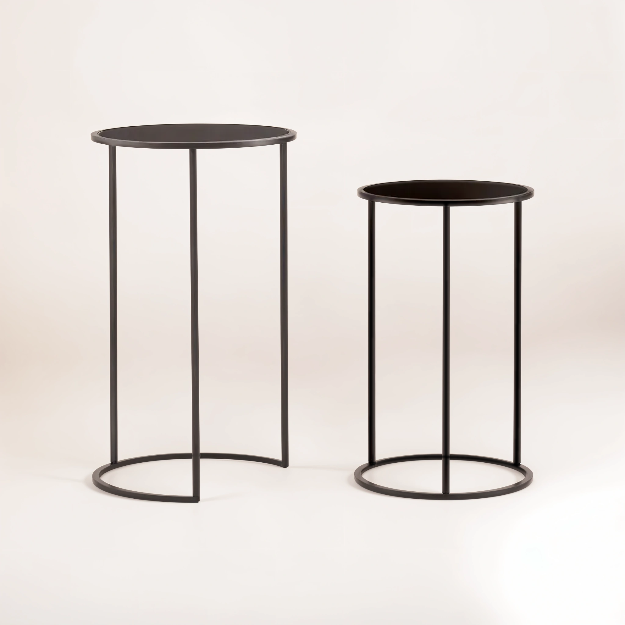 Avento Set Of Two Round Black Plant Stands