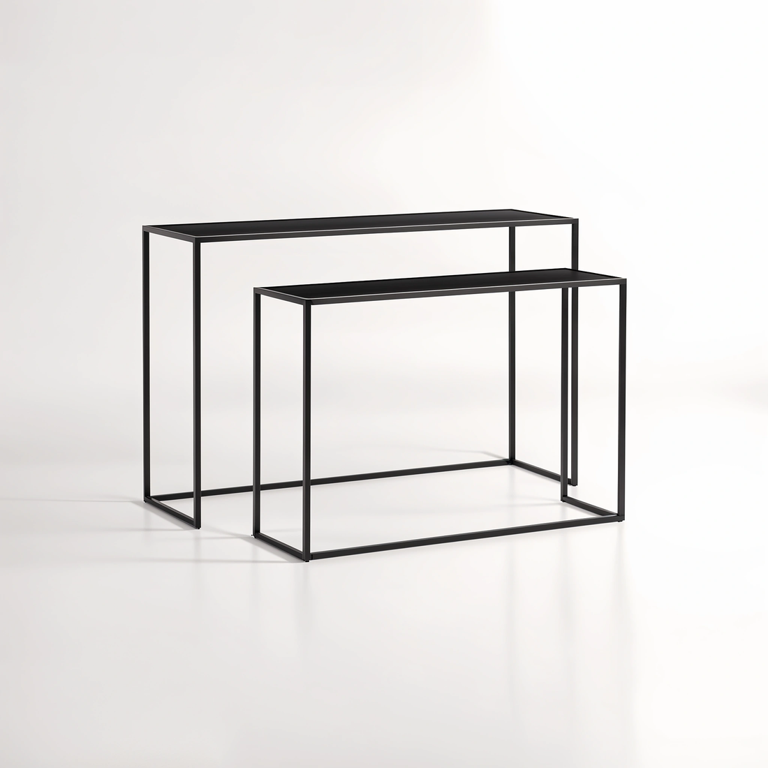 Avento Set Of Two Black Console Tables