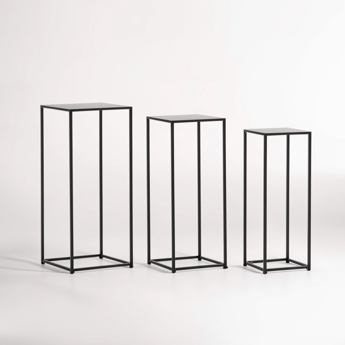 Avento Set Of Three Square Black Plant Stands