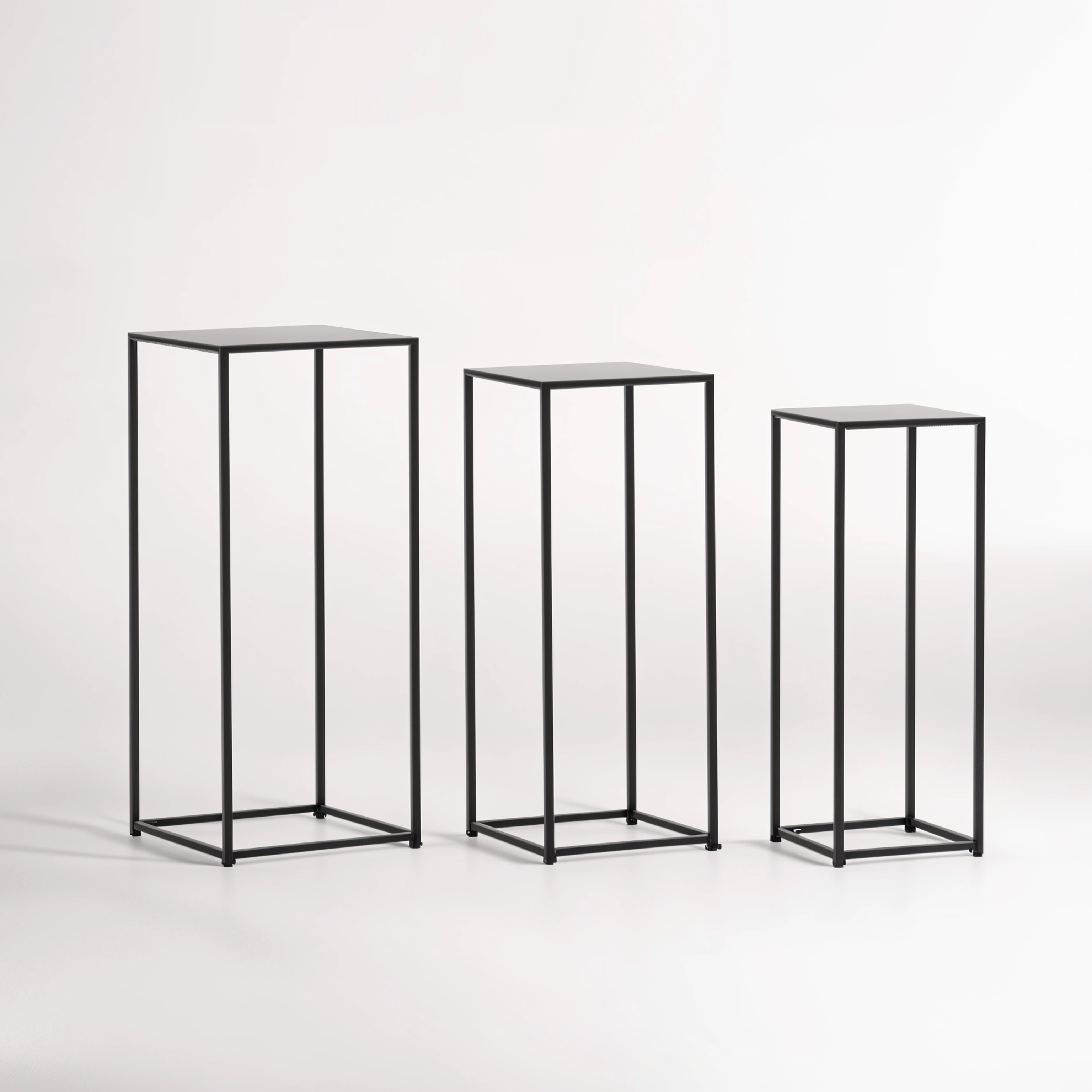 Avento Set Of Three Square Black Plant Stands