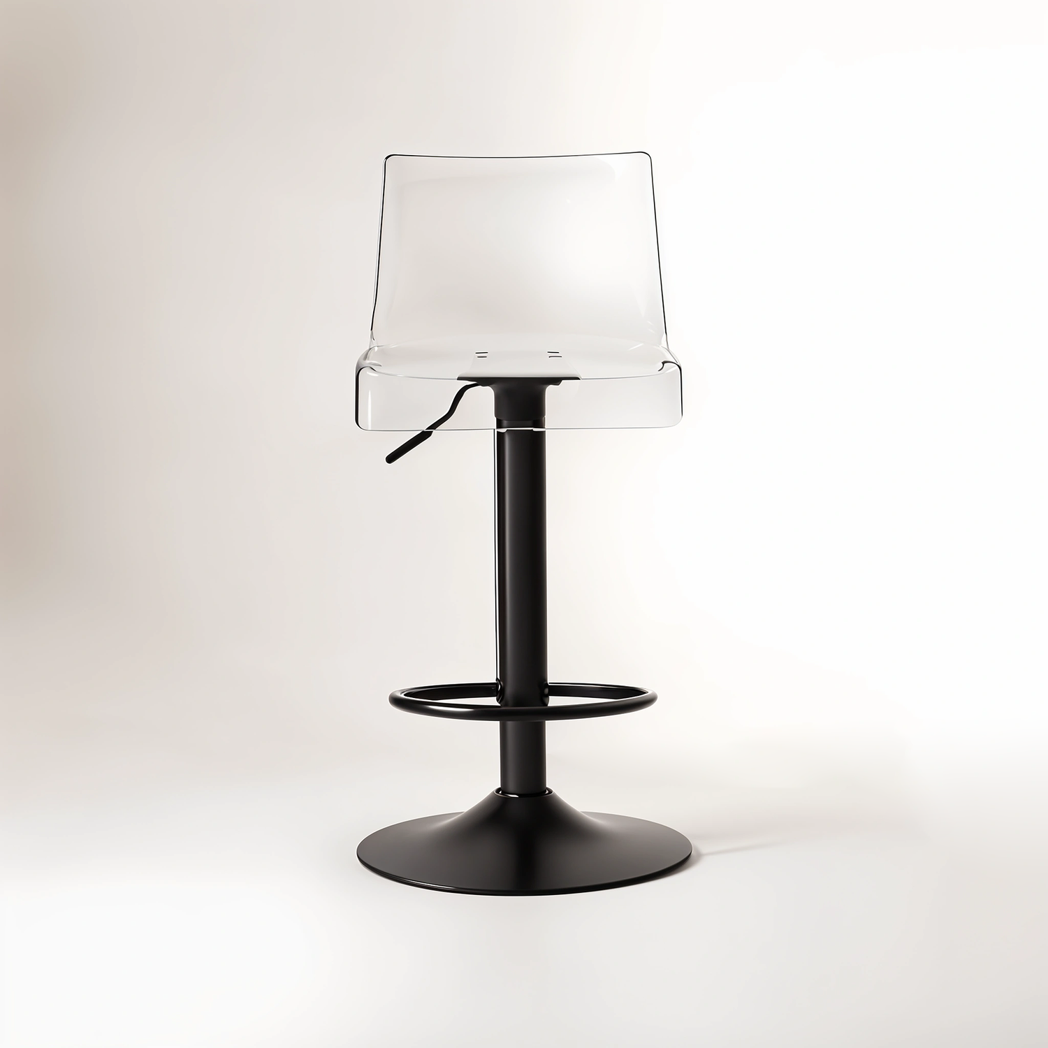 Baina Clear Acrylic Seat Bar Stool with Black Base