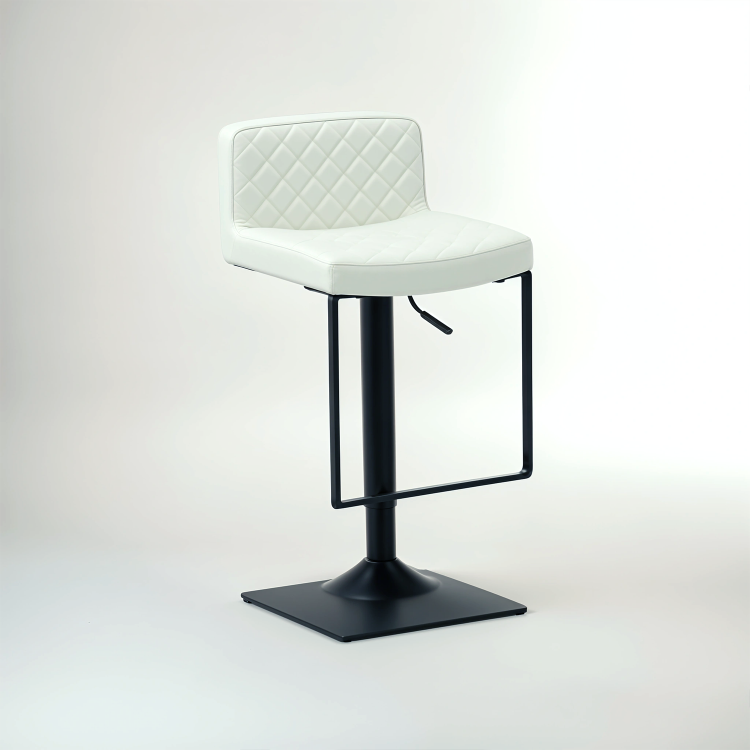 Baina White Leather Effect and Black Base Bar chair