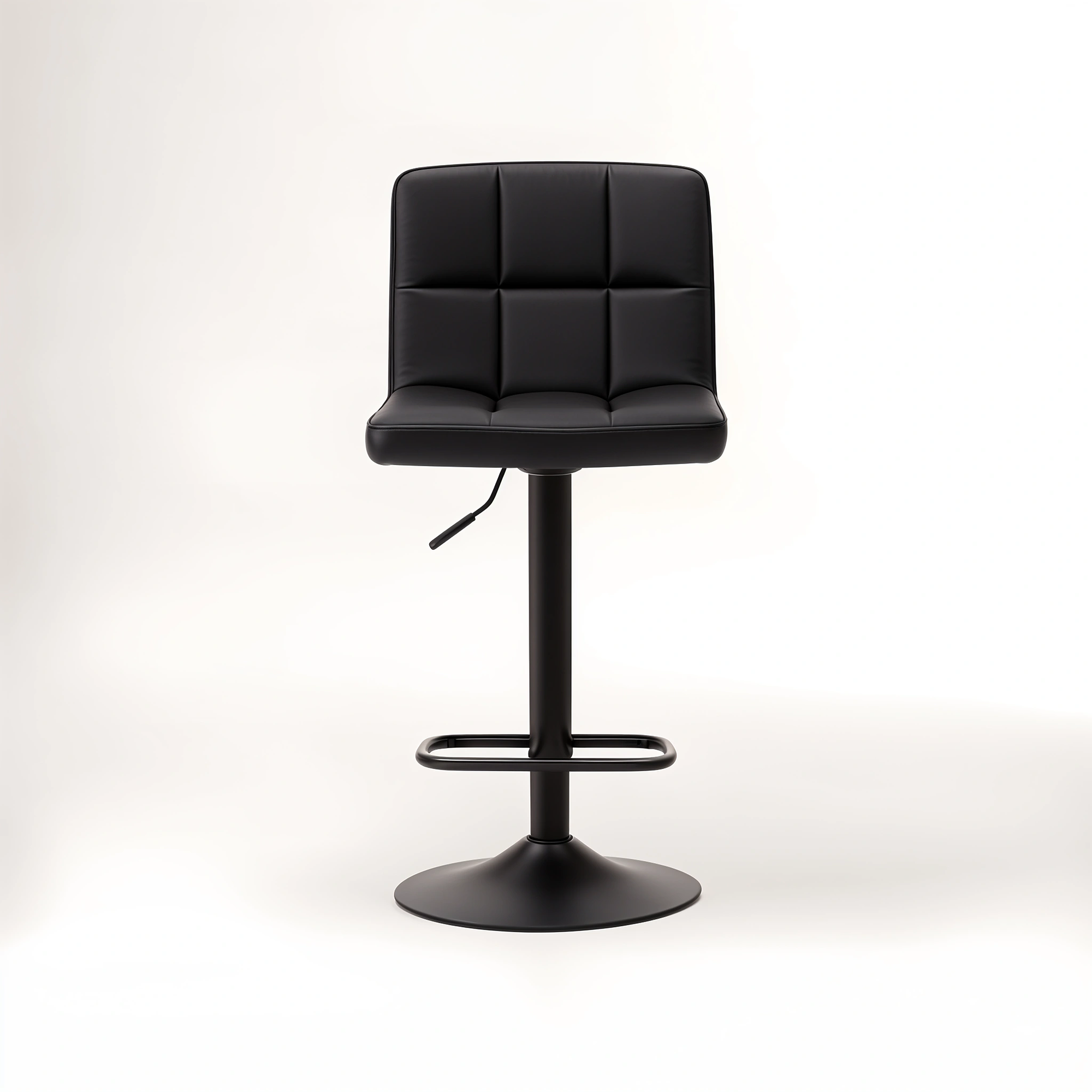 Baina Black Leather Effect Quilted Bar Stool