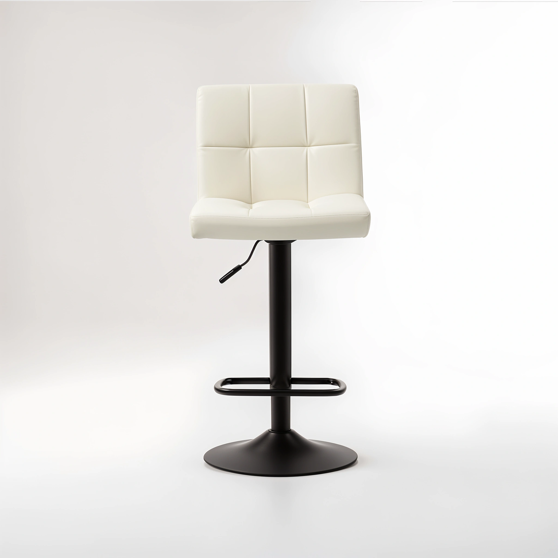 Baina White Leather Effect Quilted Bar Stool