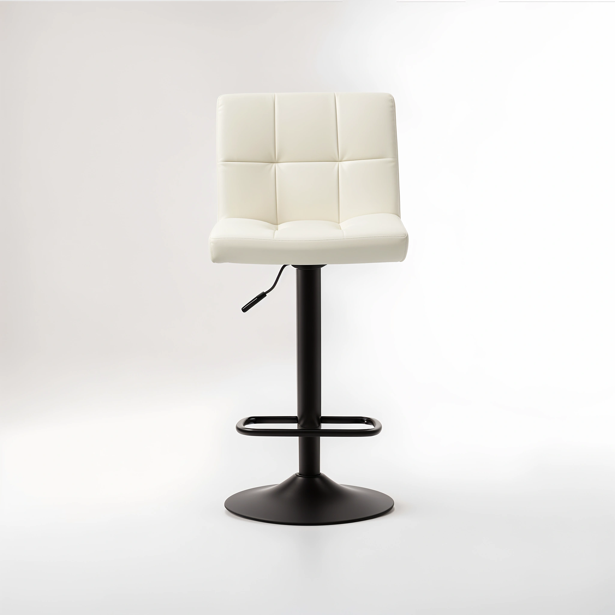 Baina White Leather Effect Quilted Bar Stool