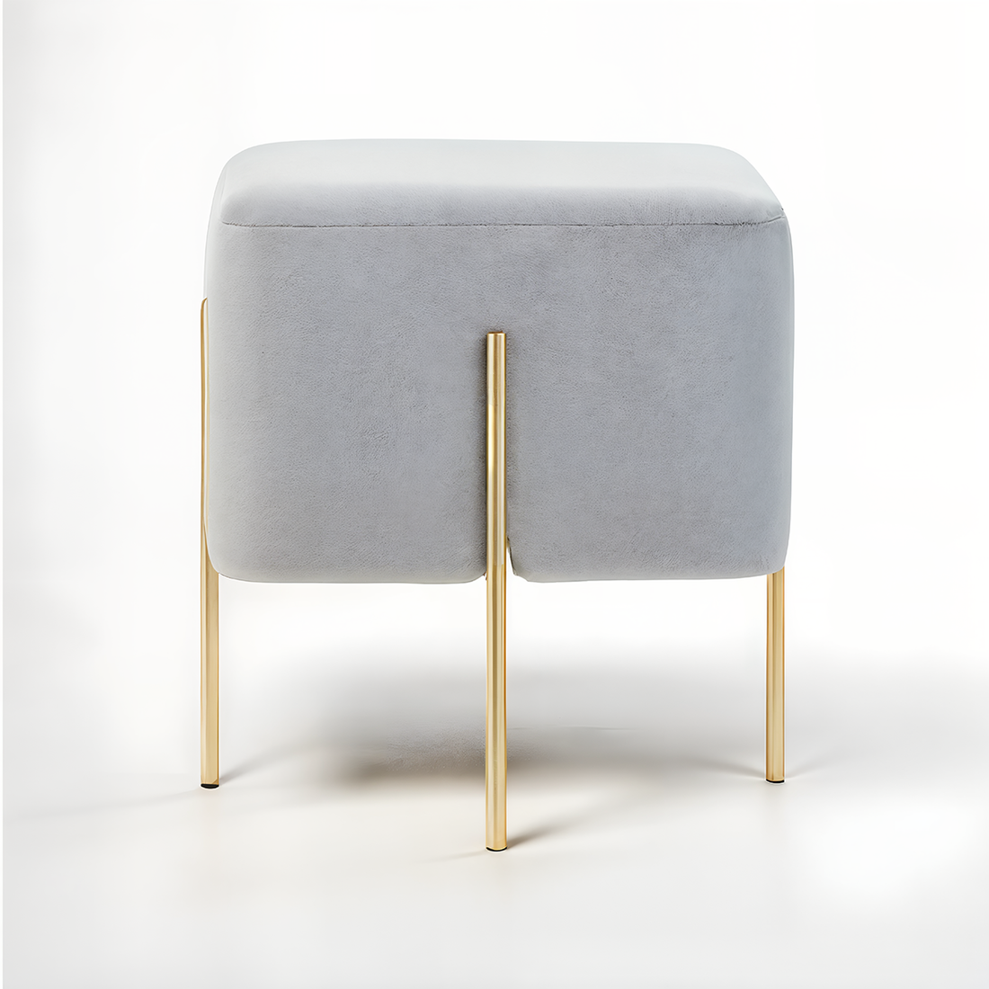 Hayes Square Grey Velvet Stool