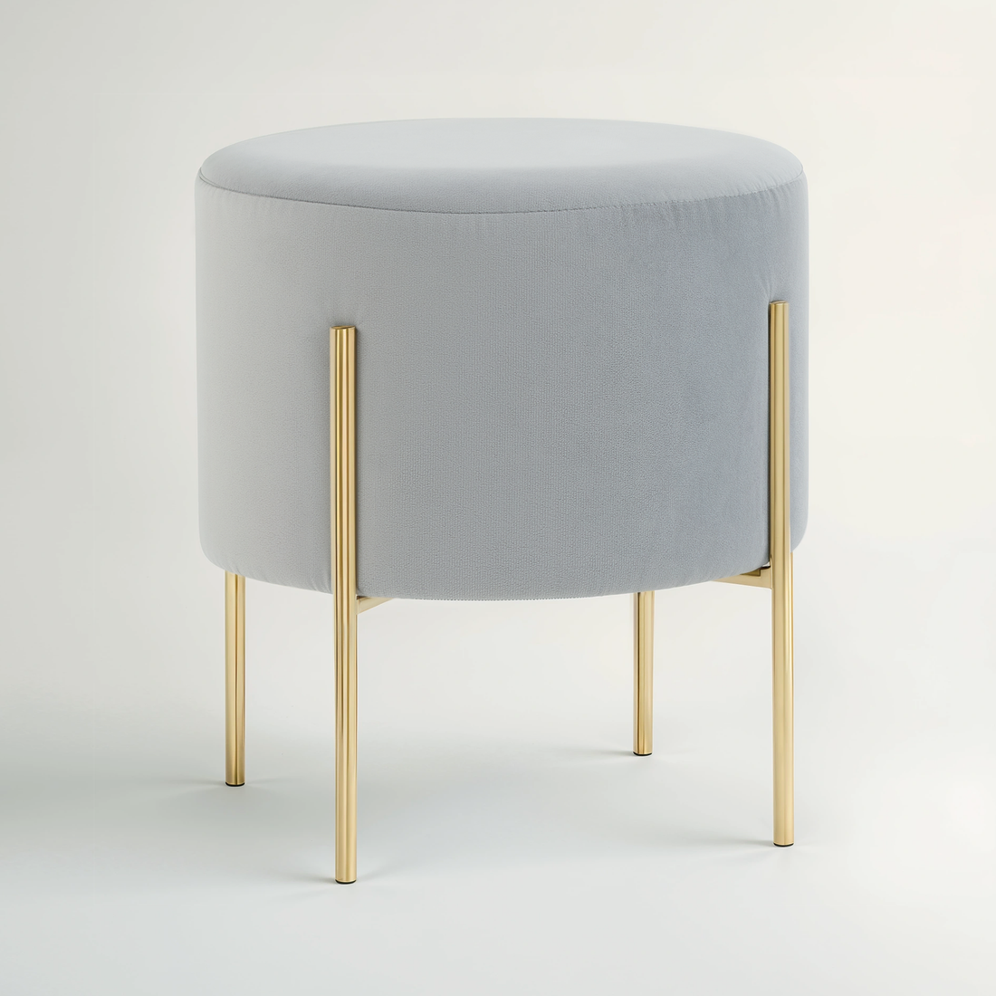 Hayes Round Grey Velvet Stool