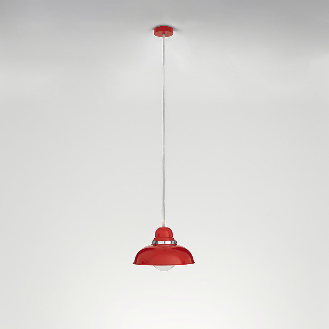 Jasper Red Finish Pendant Light with Chrome Detail