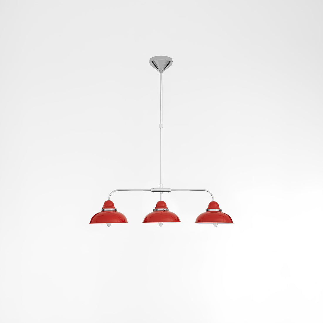 Jasper Red and Chrome 3 Light Pendant Light