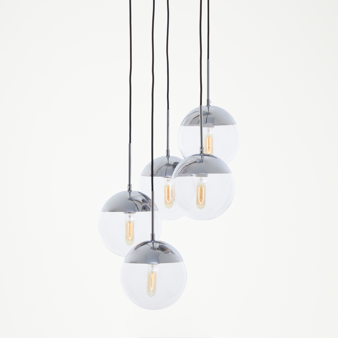 Revive Chrome Finish Five Pendant Lights