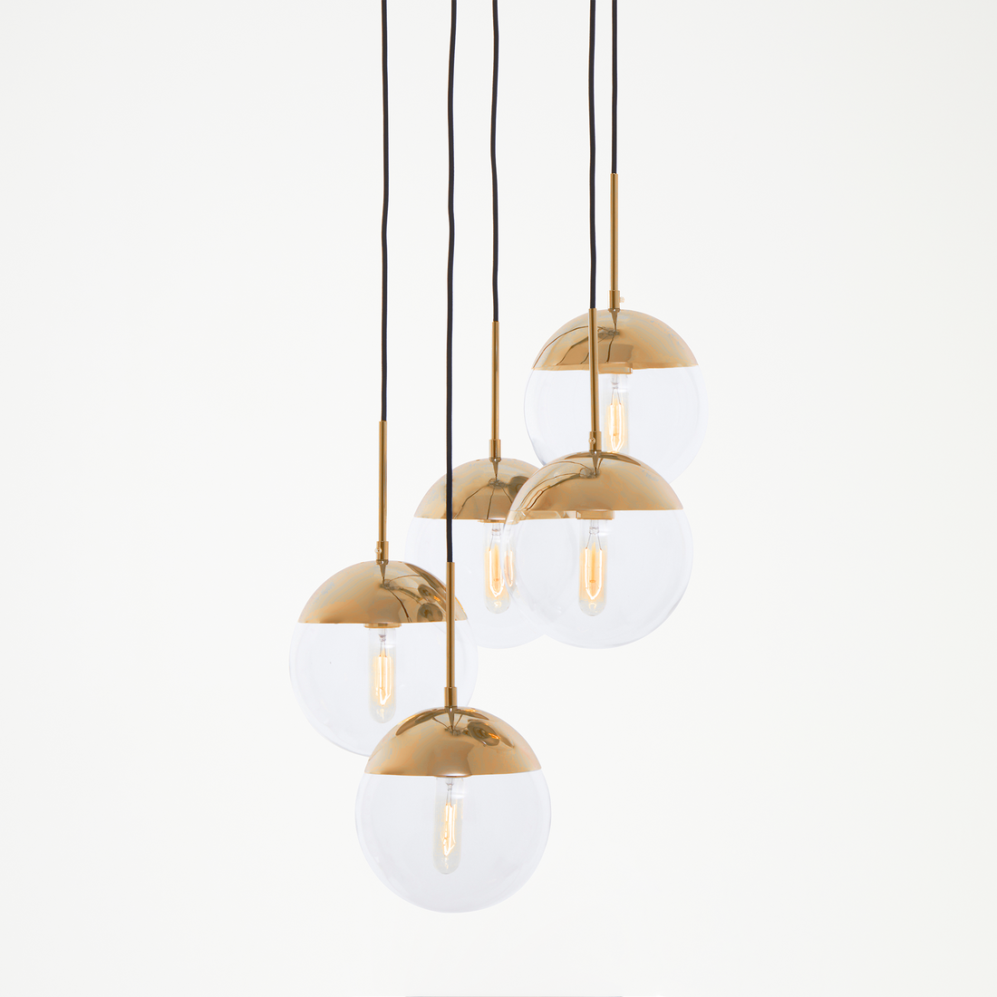 Revive Gold Finish Five Pendant Lights