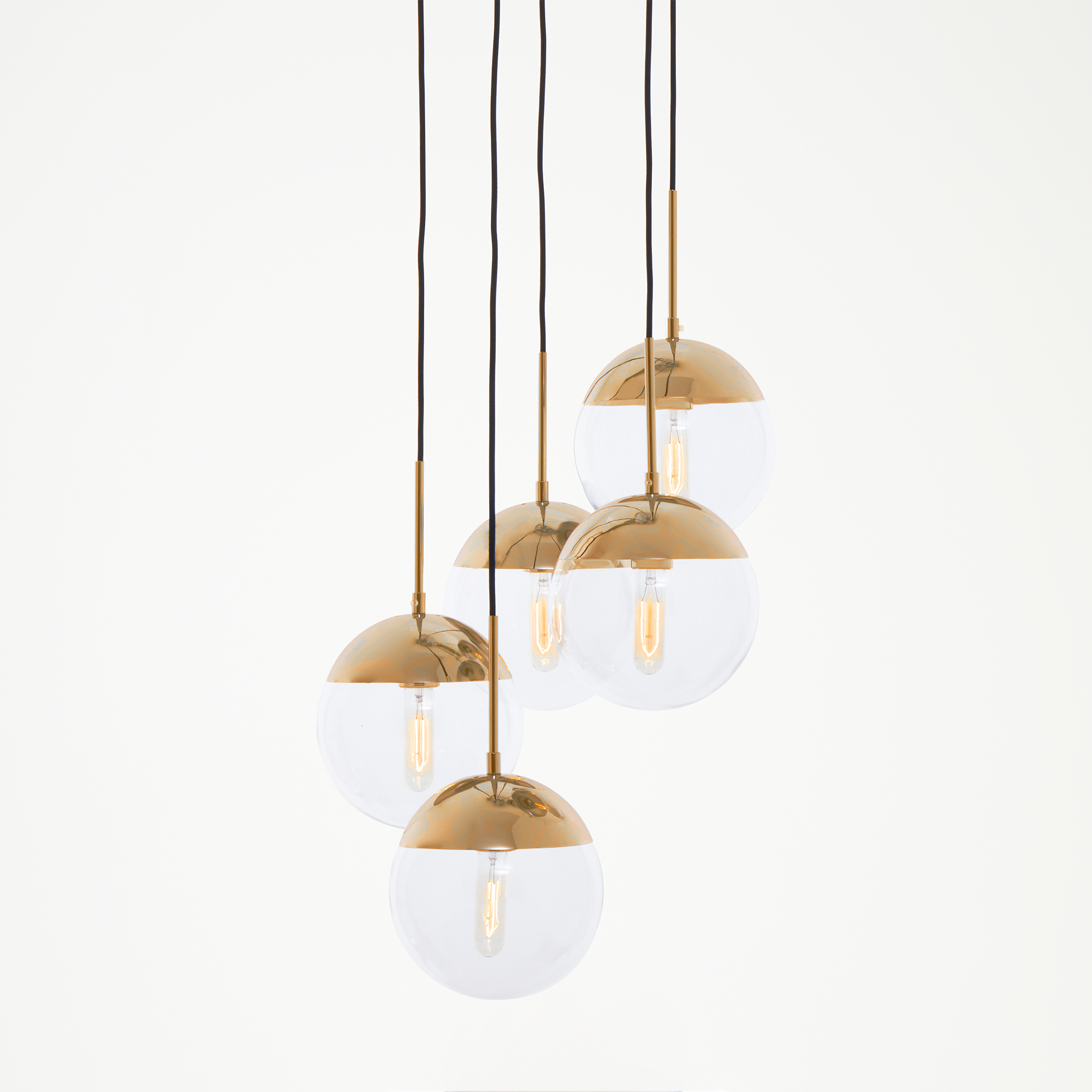 Revive Gold Finish Five Pendant Lights