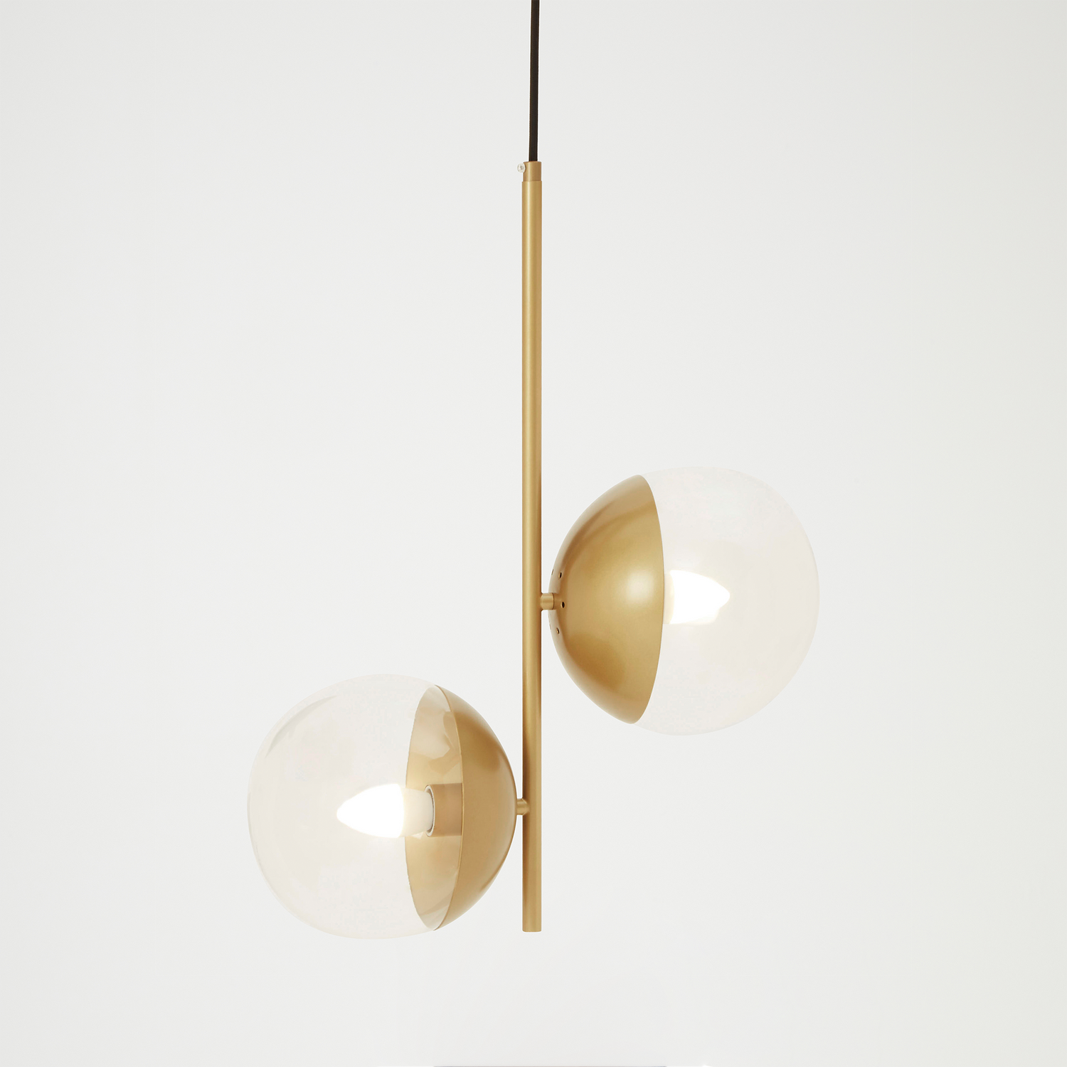 Revive Gold Finish Pendant Light With Two Glass Shades