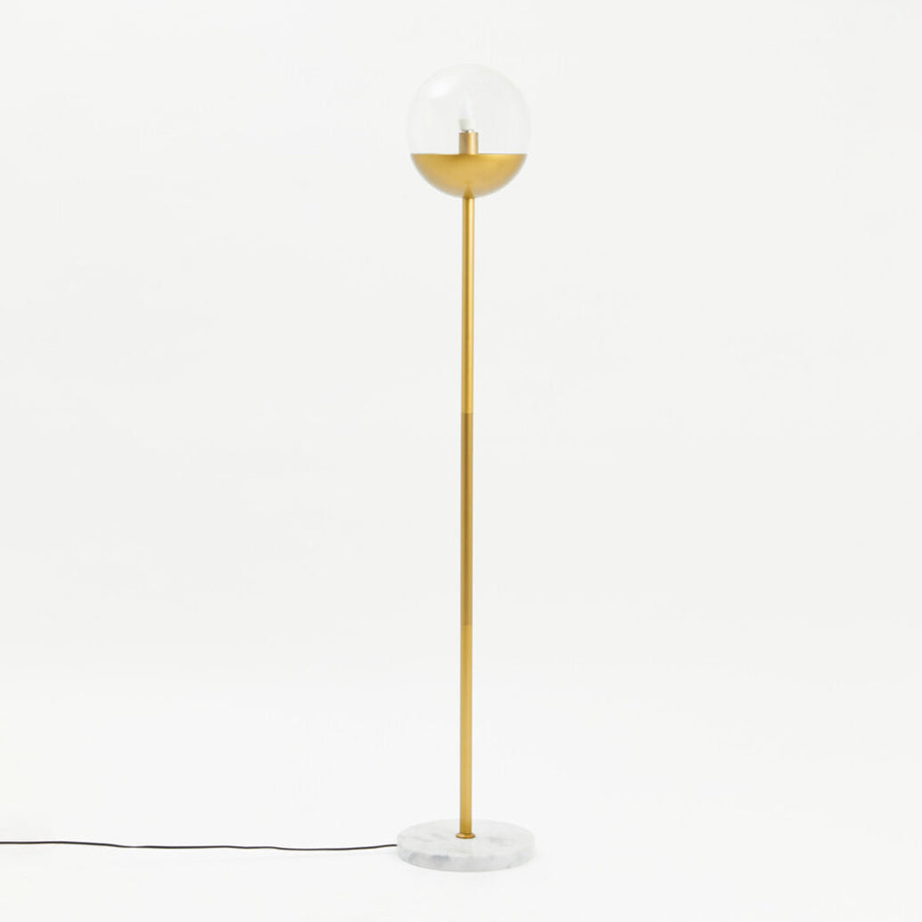 Revive Gold Finish Metal Floor Lamp with White Marble Base