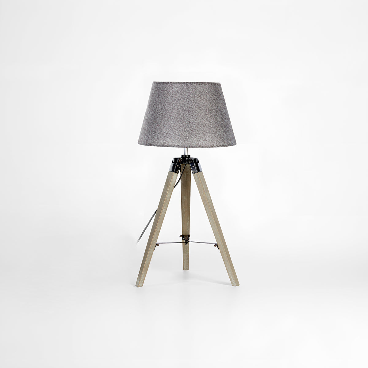 Harper Grey Wood Small Tripod Floor Lamp