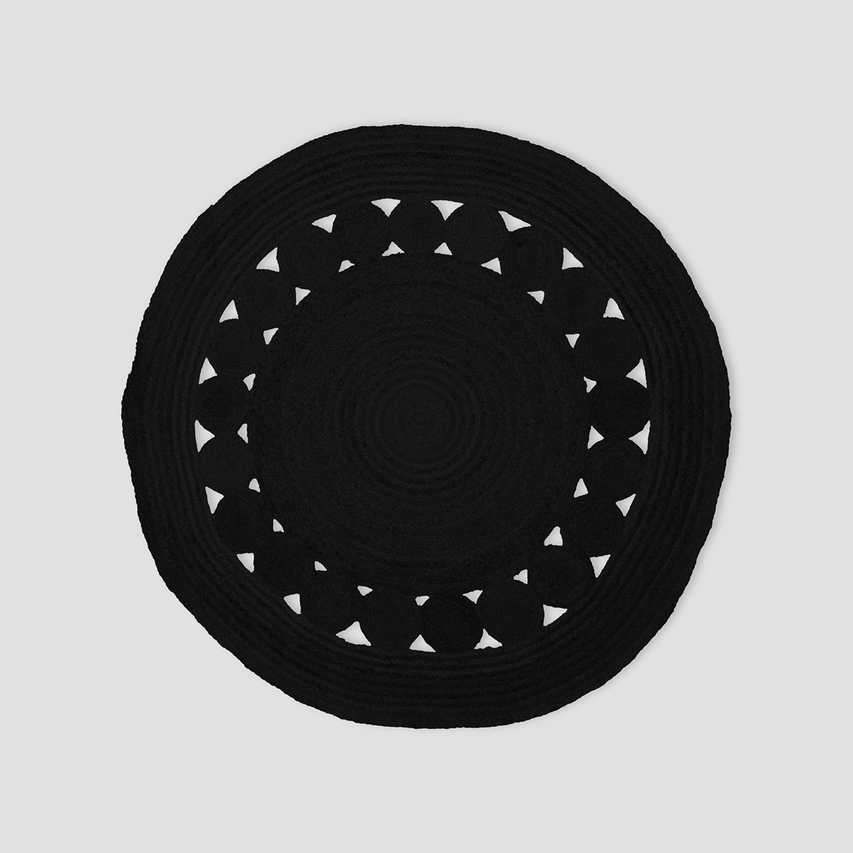 Bosie Demir Round Black Jute Rug