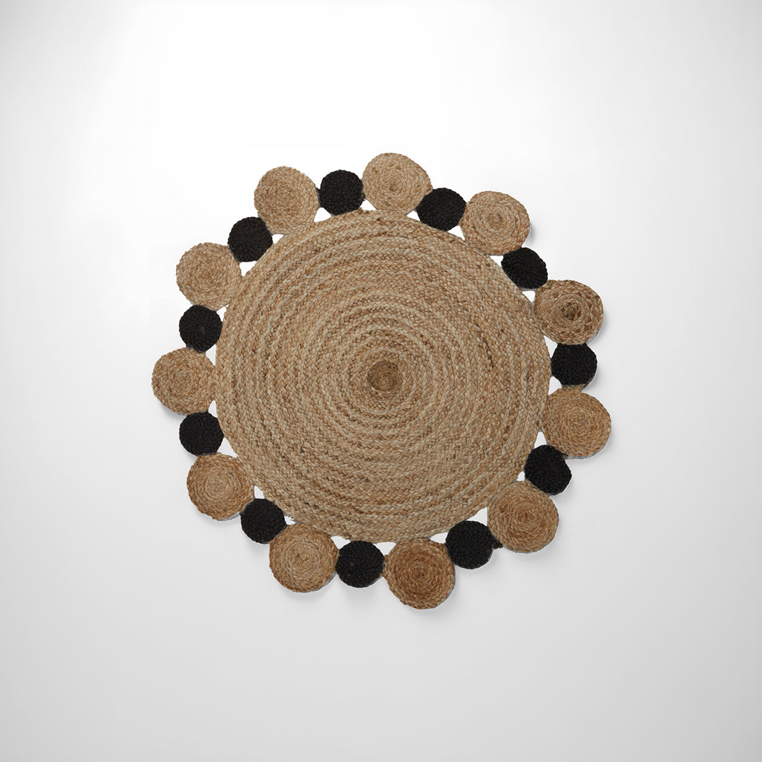 Bosie Demir Small Round Natural and Black Jute Rug