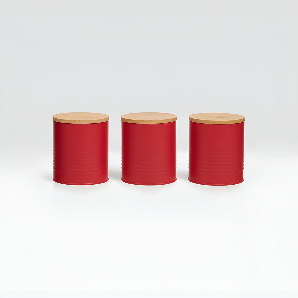 Set Of Three Alton Red Cannisters