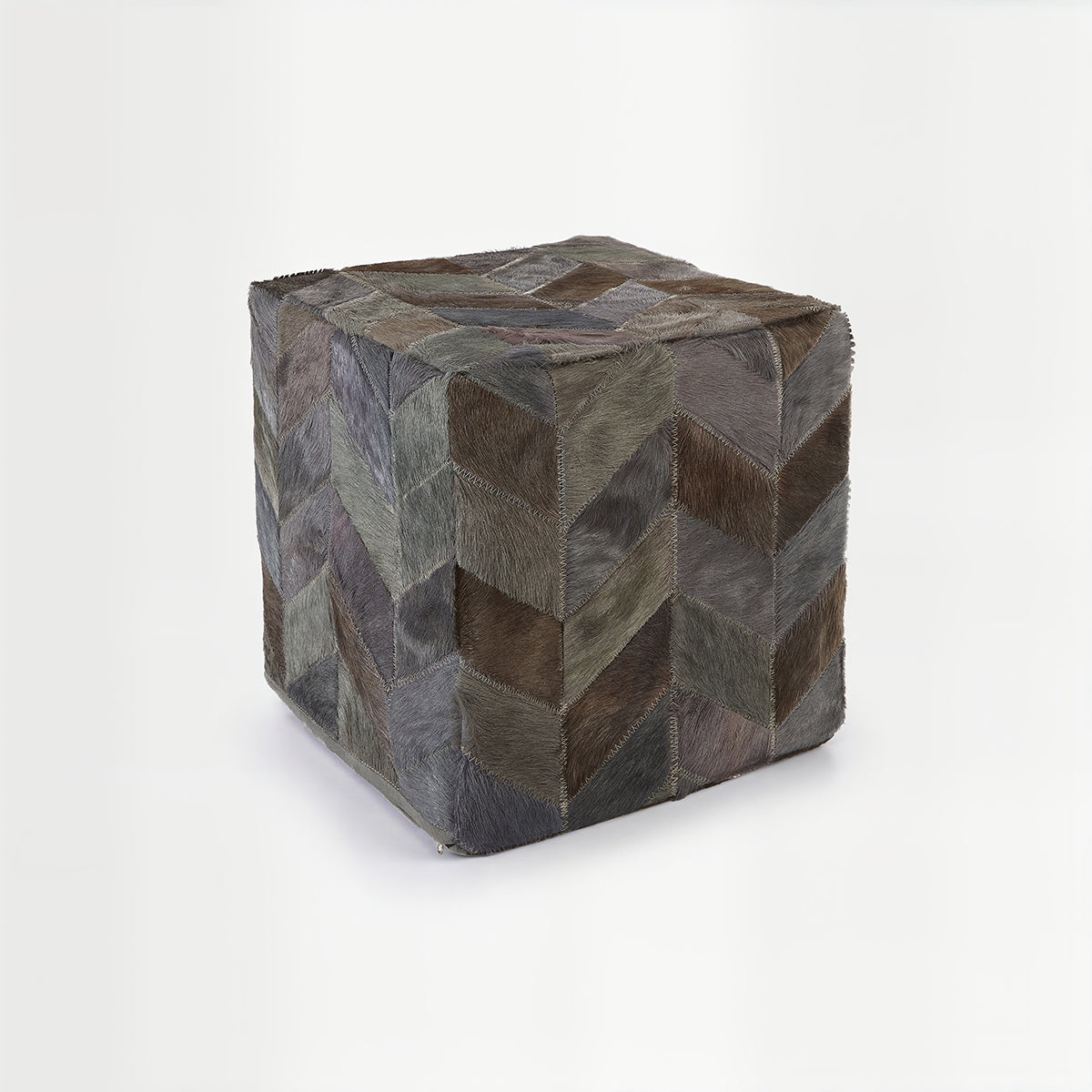 Safira Light Grey Patchwork Pouffe