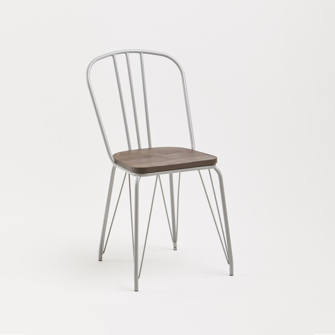 District Grey Metal Frame And Elm Wood Chair