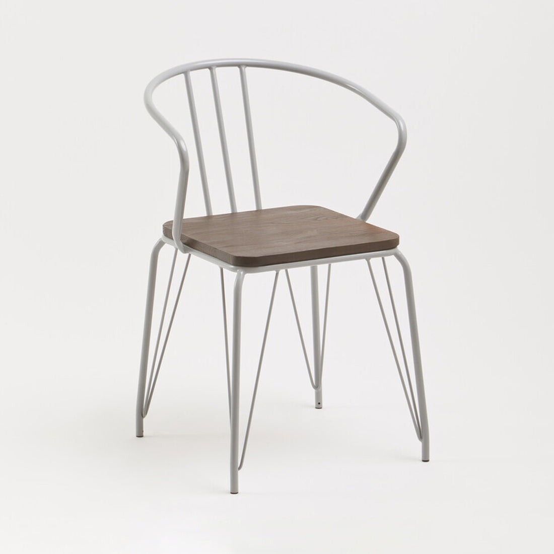 District Grey Metal And Elm Wood Arm Chair