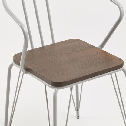 District Grey Metal And Elm Wood Arm Chair