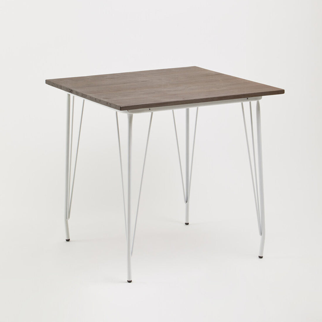 District White Metal And Elm Wood Table