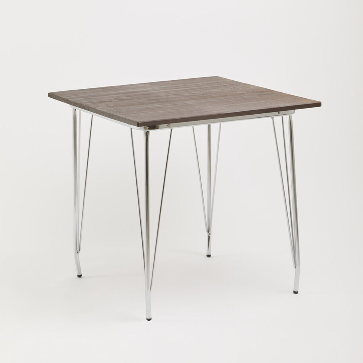 District Chrome Metal And Elm Wood Table