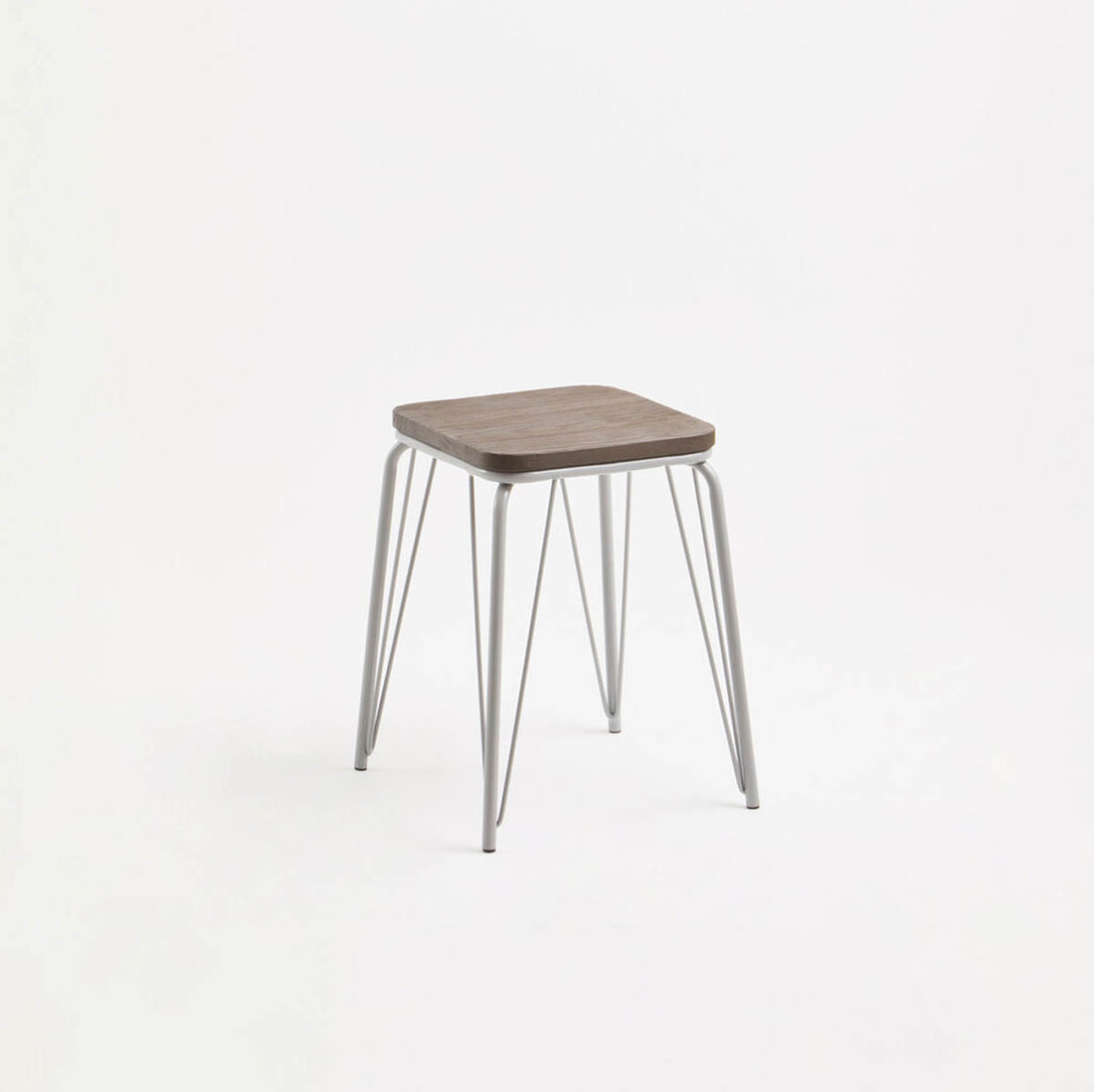 District Grey Metal And Elm Small Wood Stool