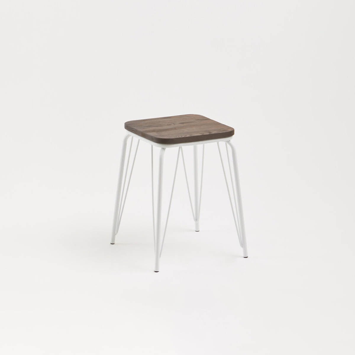 District White Metal And Elm Small Wood Stool