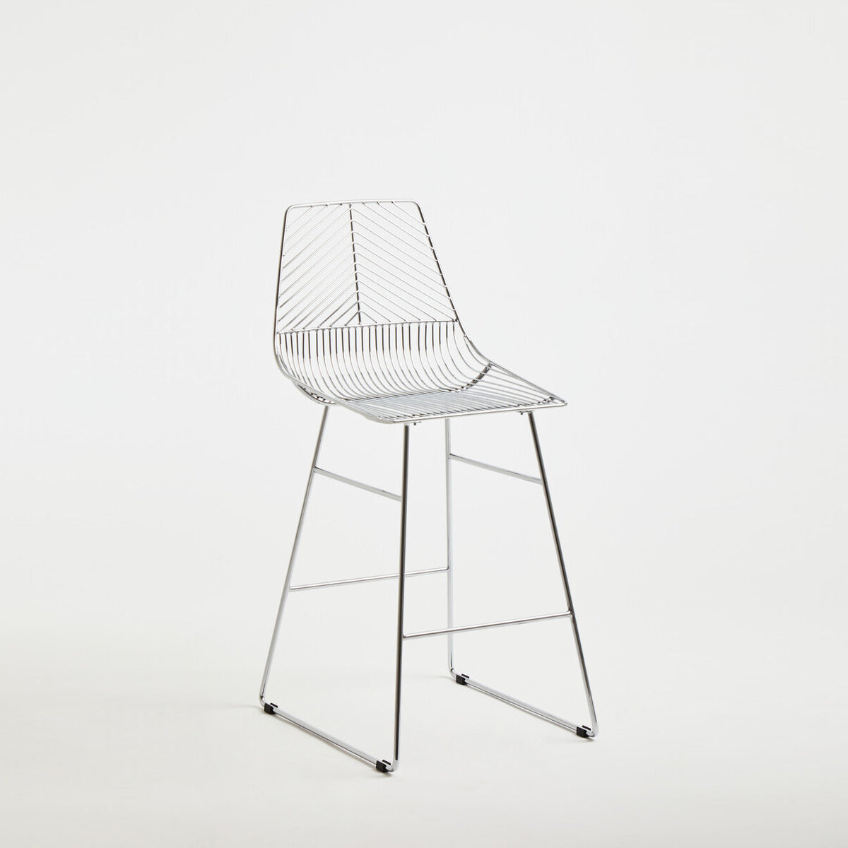 District Chrome Metal Wire Tapered Bar Chair