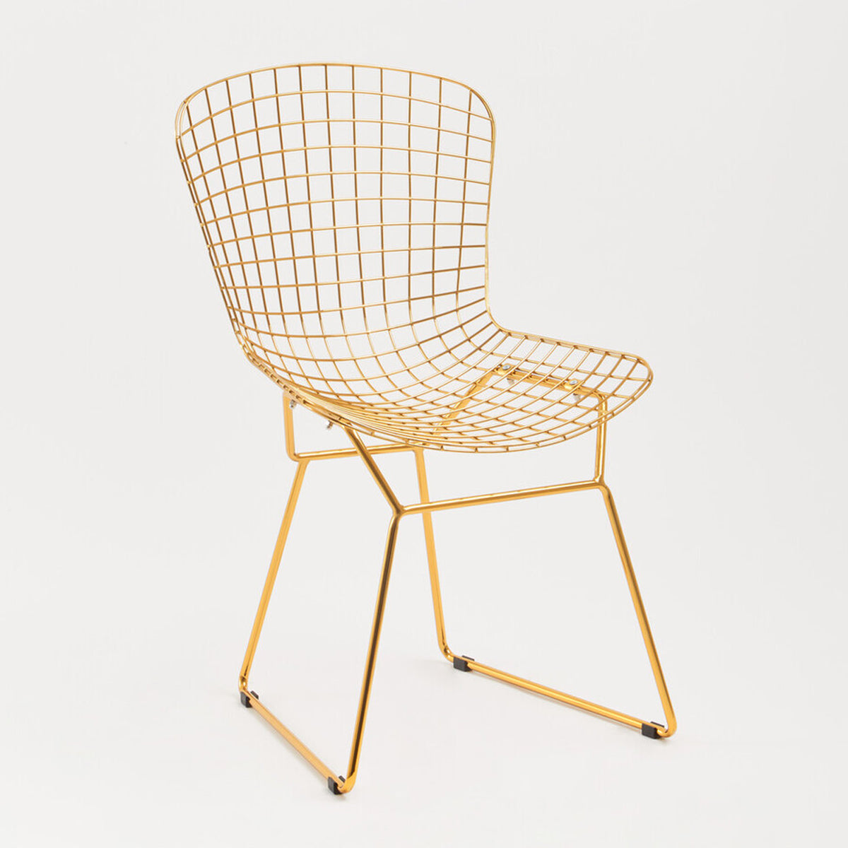 District Gold Metal Grid Frame Wire Chair