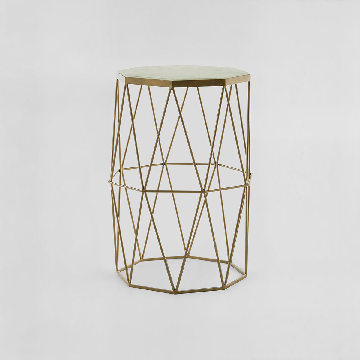 Shalimar Octagonal Marble And Gold Side Table