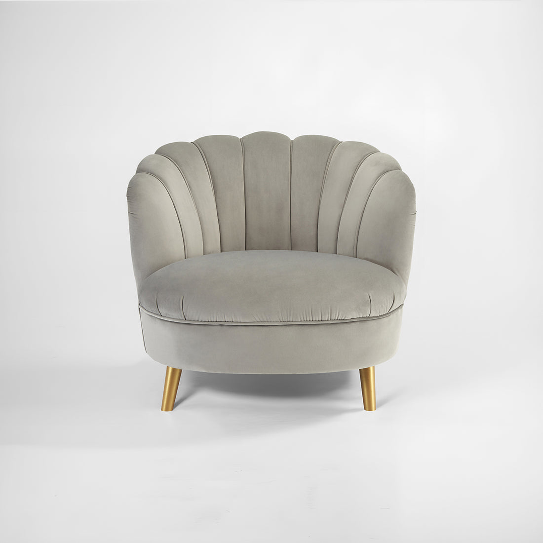 Orlina Grey Velvet Chair With Gold Wood Legs