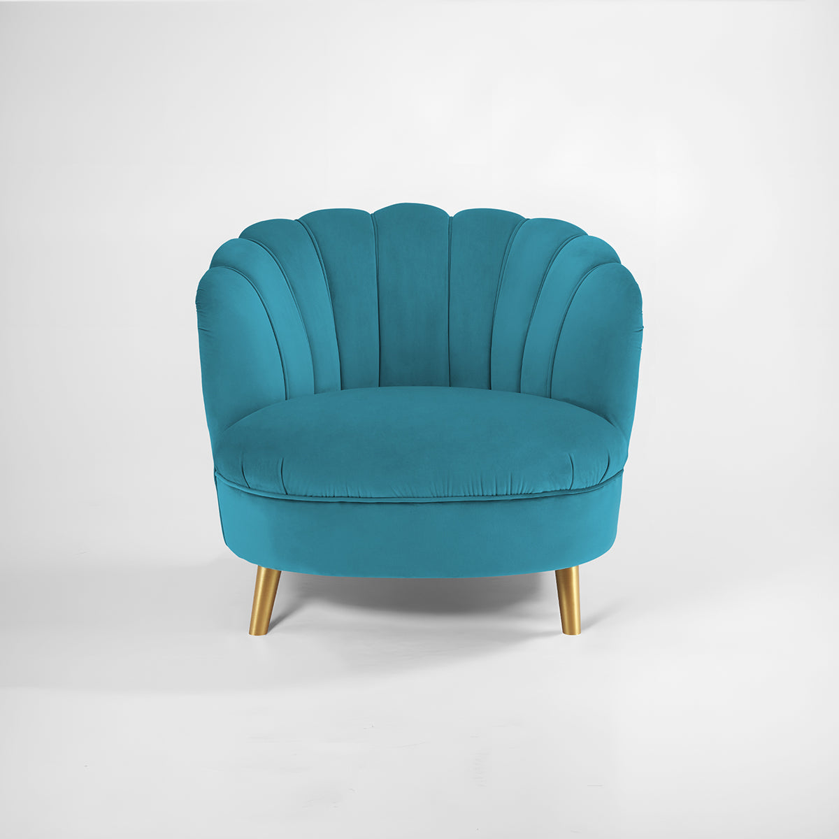 Orlina Blue Velvet Chair With Gold Wood Legs