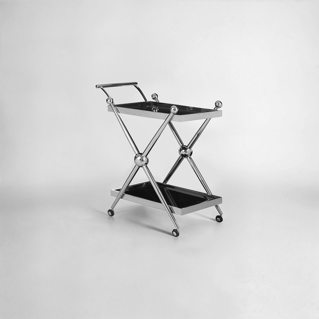 Novo 2 Tier Silver And Cross Design Trolley