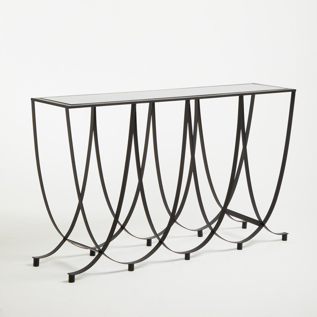 Trento Console Table With Black Glass Top