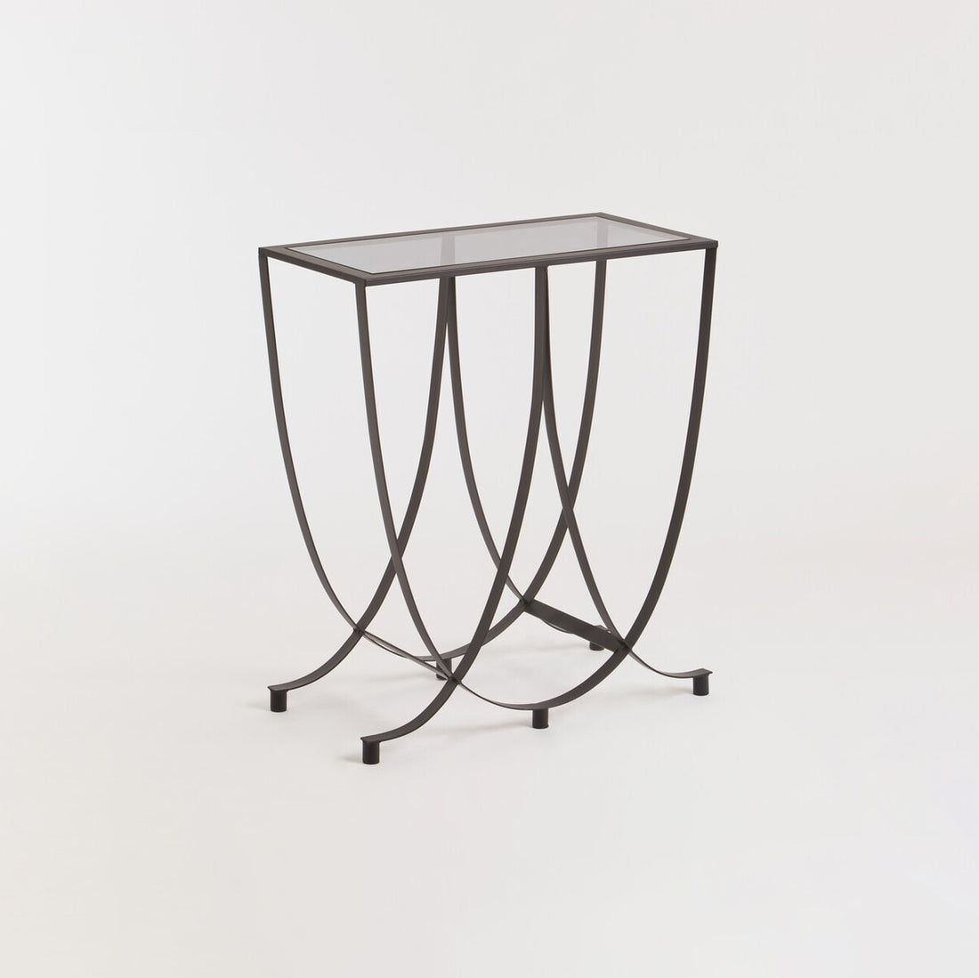 Trento Black Console Table with Grey Glass Top