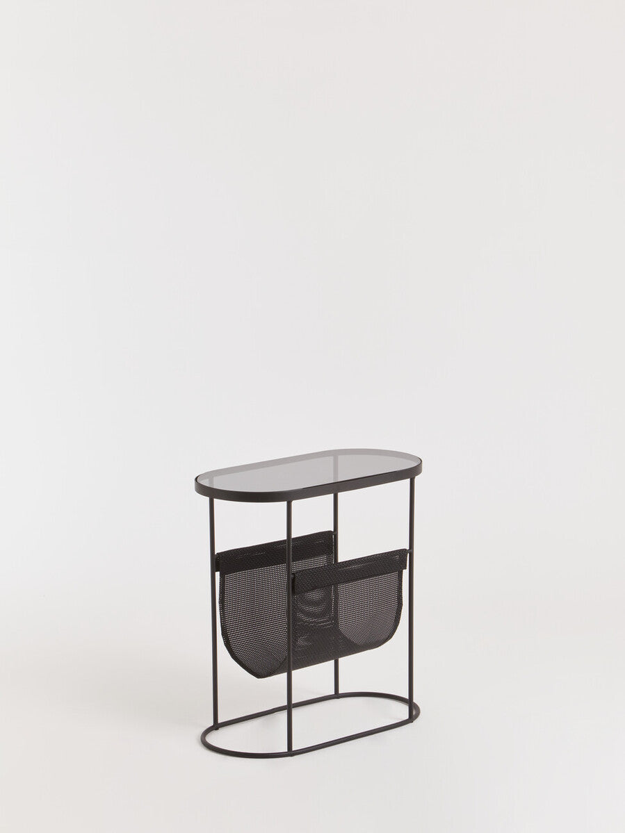 Trento Side Table With Grey Glass Top