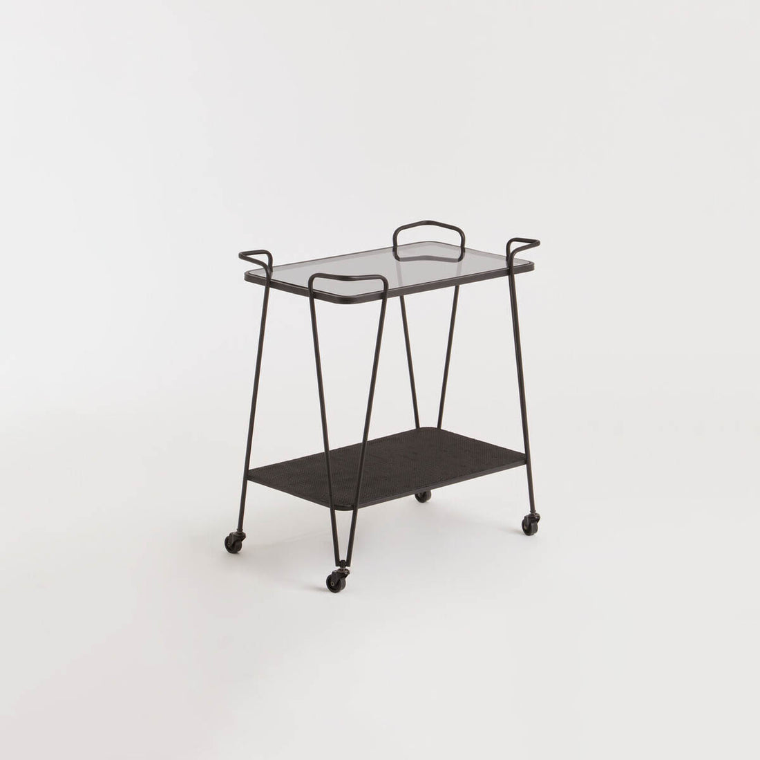 Trento Cart with Grey Glass Top