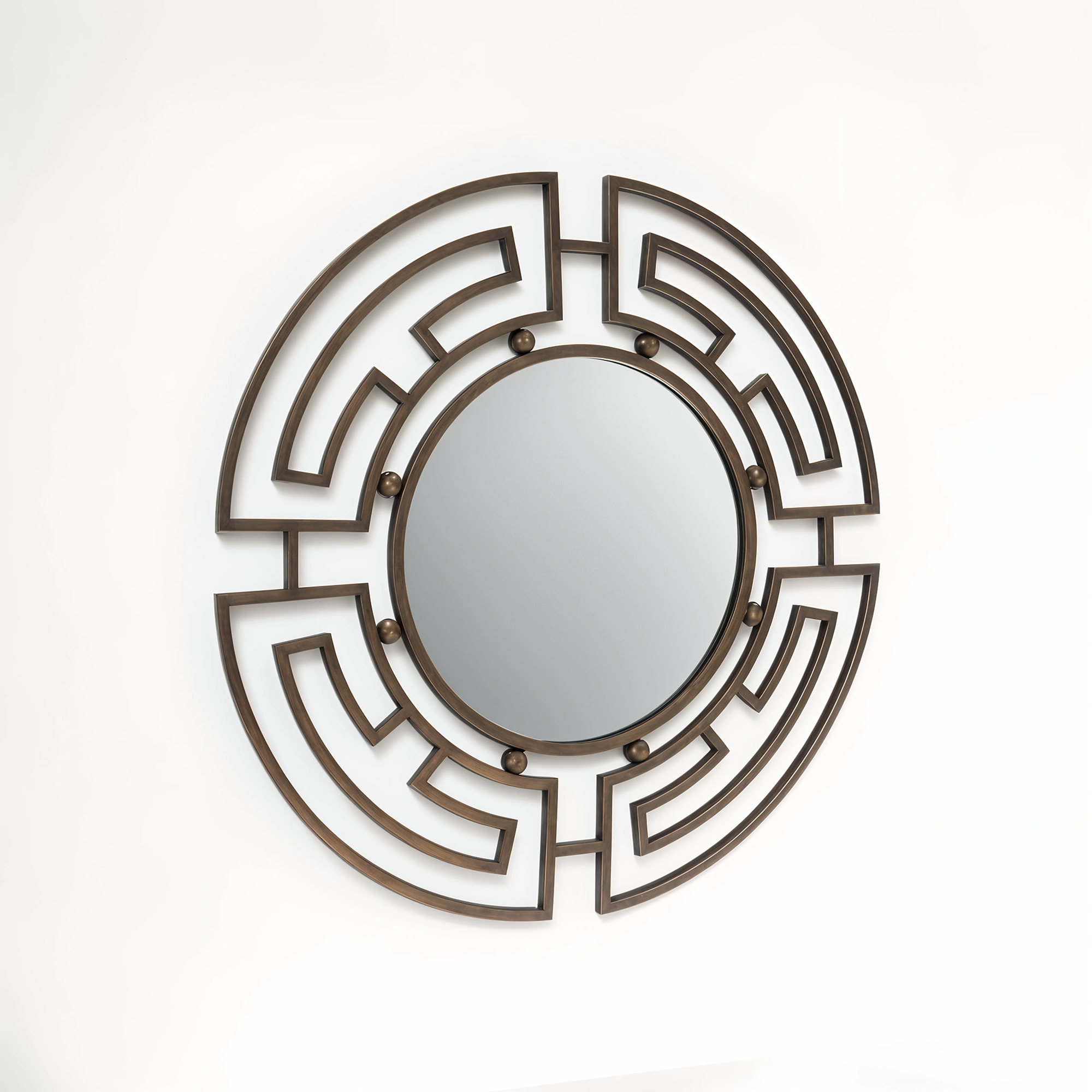 Jalal Bronze Metal Frame Round Wall Mirror