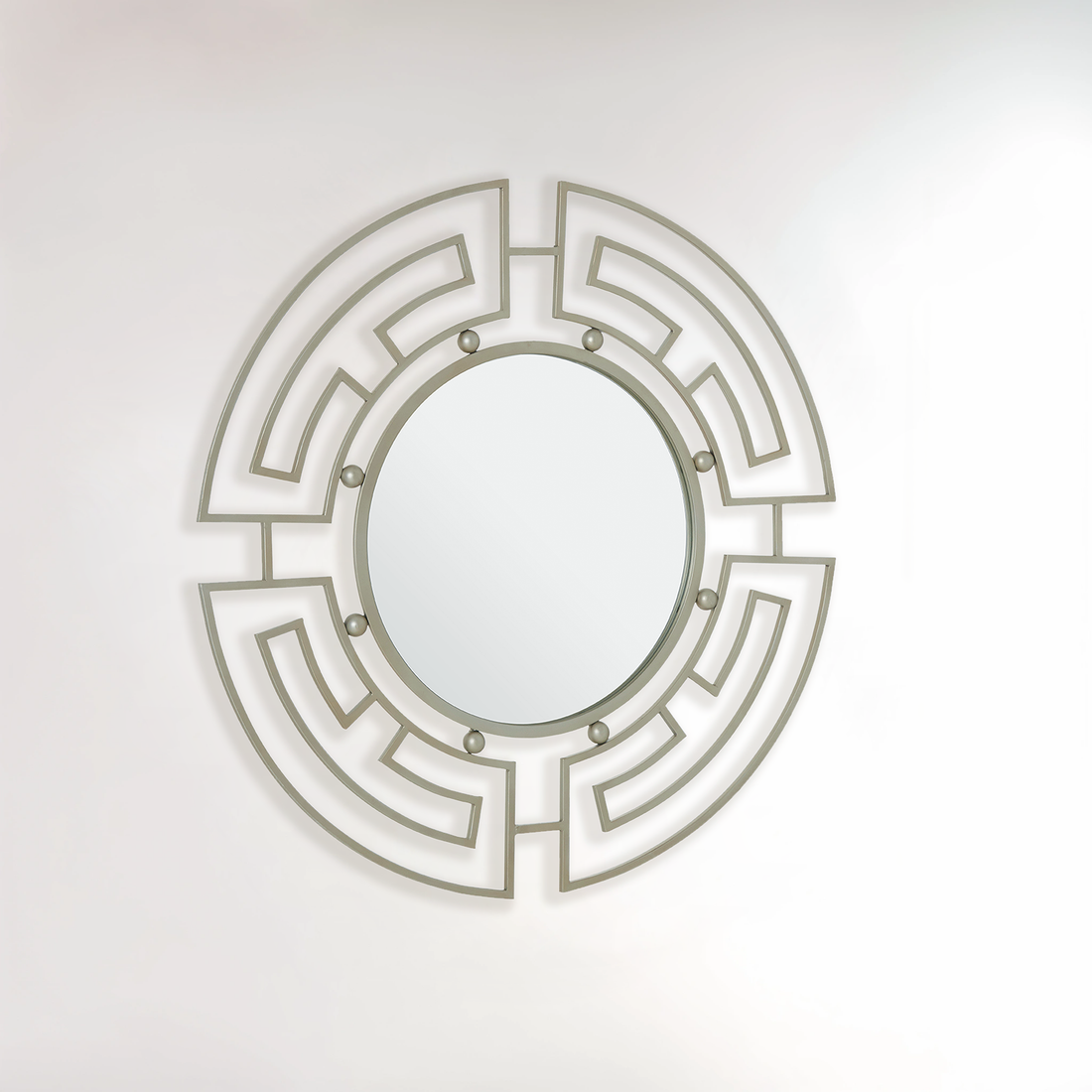 Jalal Silver Metal Frame Round Wall Mirror