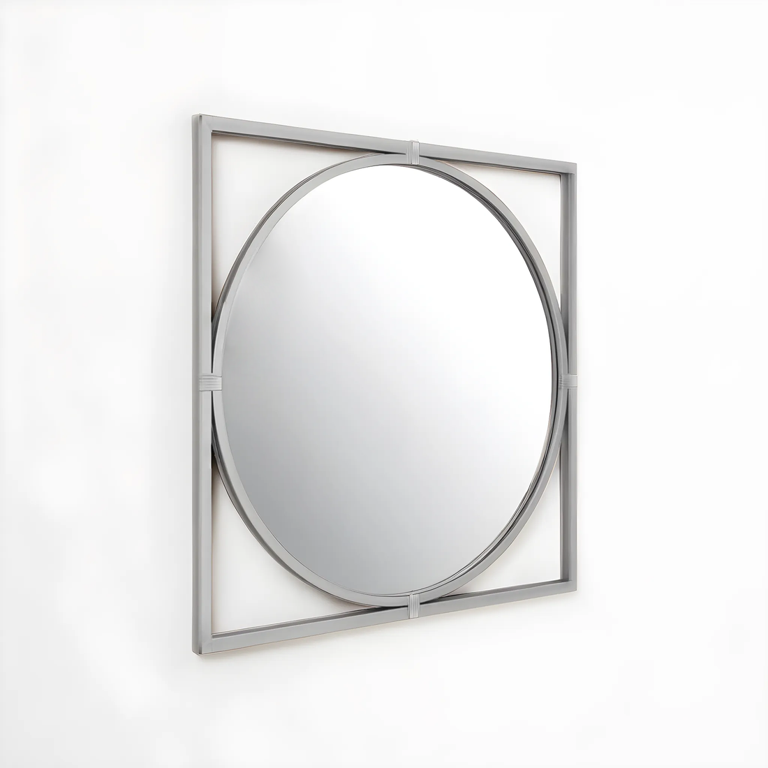 Jair Silver Metal Frame Square Wall Mirror