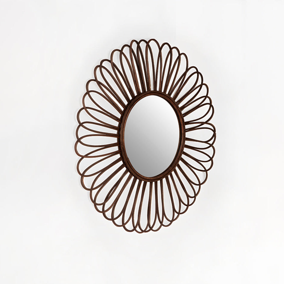 Batu Rattan Black Circular Wall Mirror