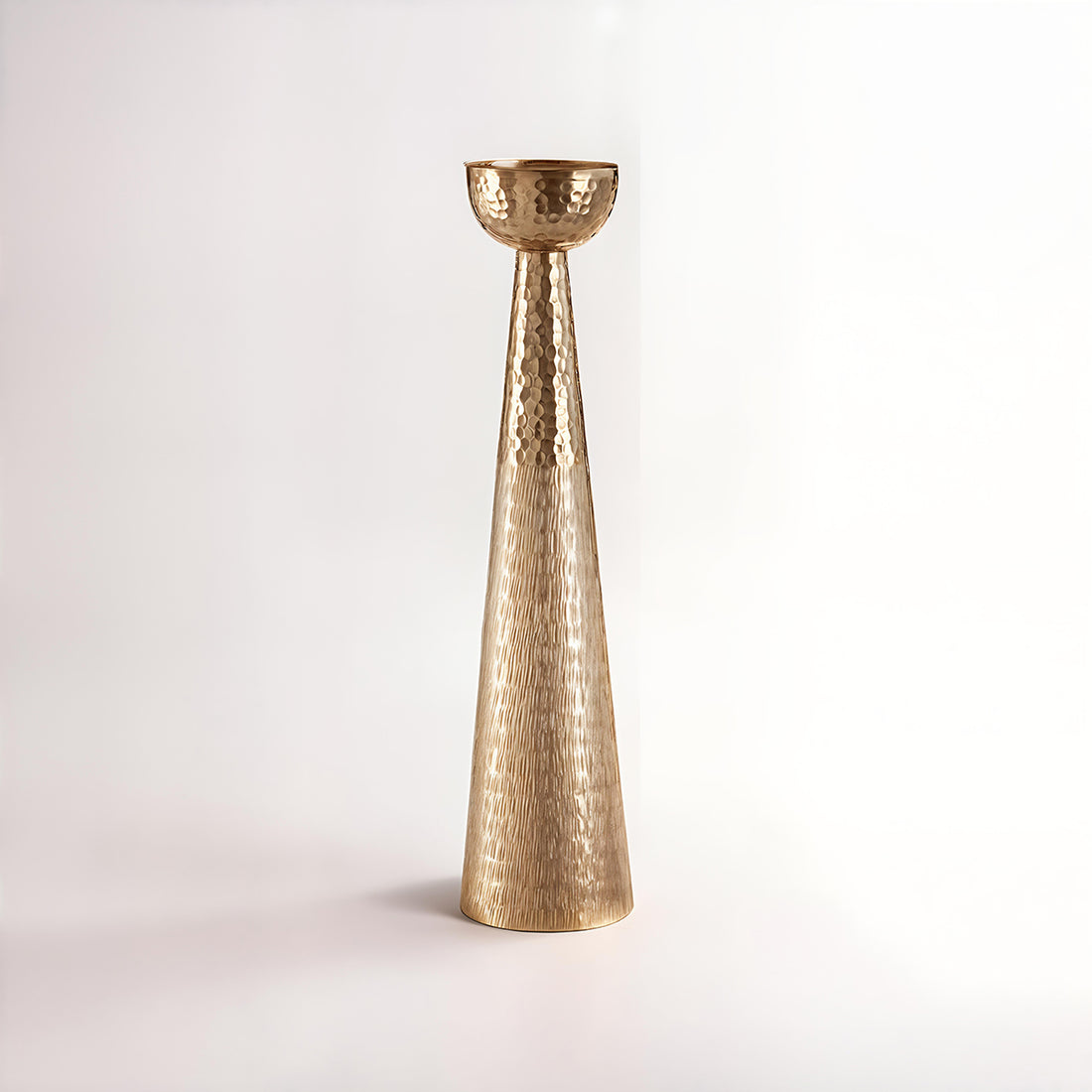 Solis Gold Finish Pillar Candle Holder