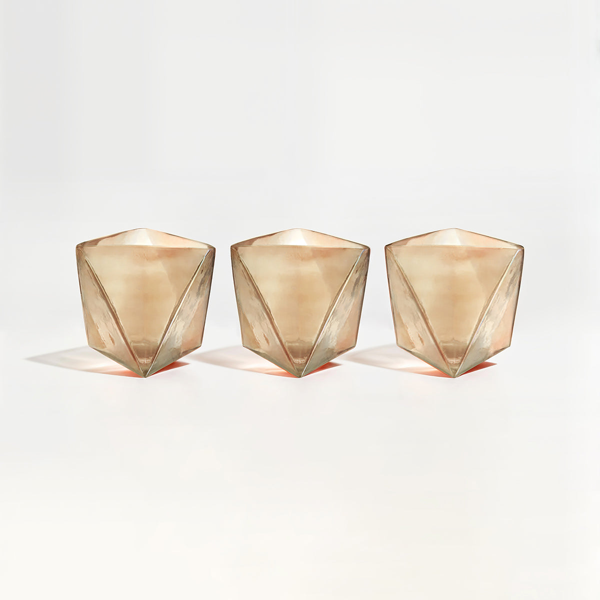 Rambia Set Of 3 Pink Glass Candle Holders