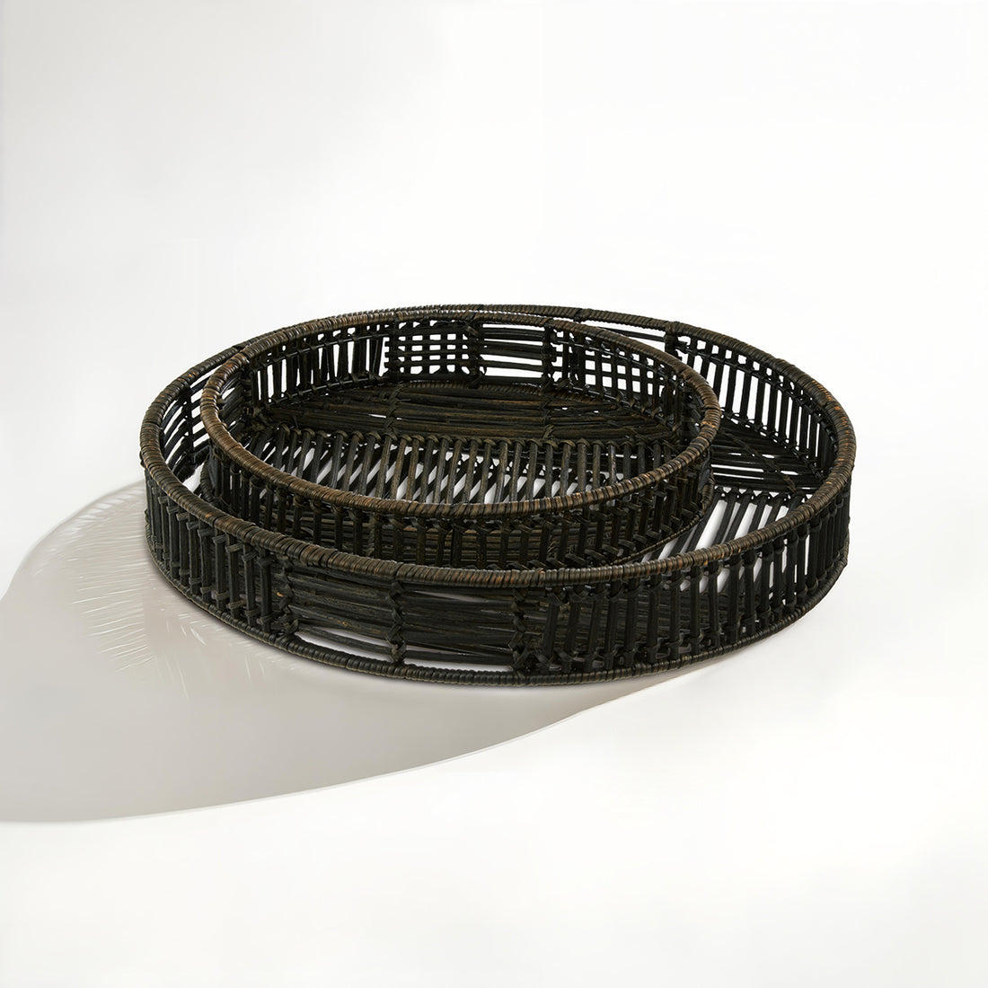 Batu Set of 2 Black Rattan Trays