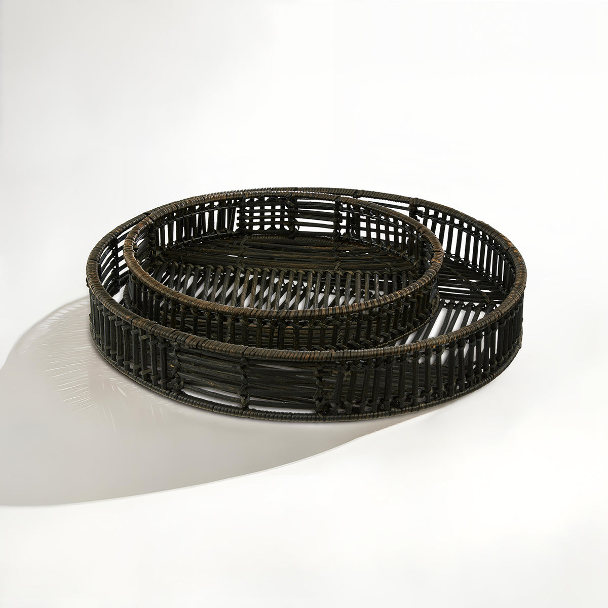 Batu Set of 2 Black Rattan Trays